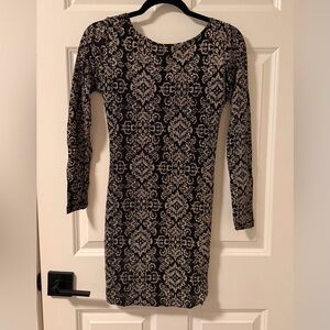 Emerald Sundae Black and Cream Long Sleeve Dress